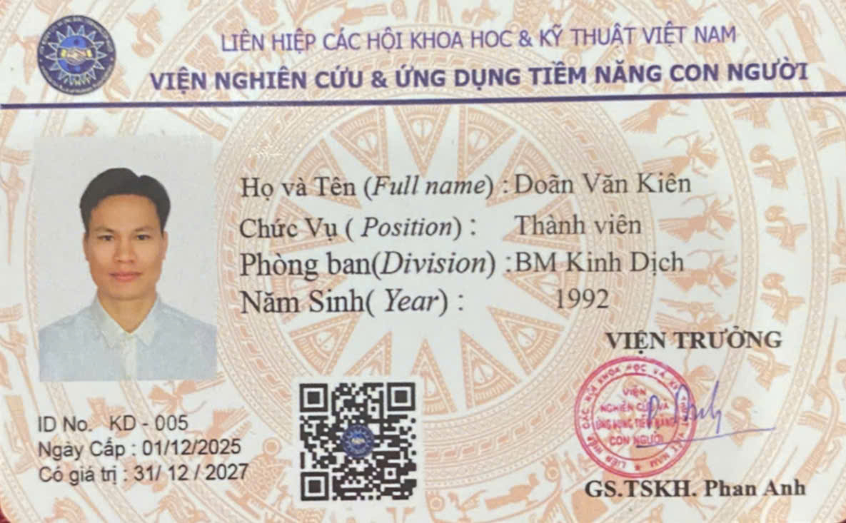 Thẻ thành viên Viện Tiềm năng con người - Thầy Doãn Văn Kiên